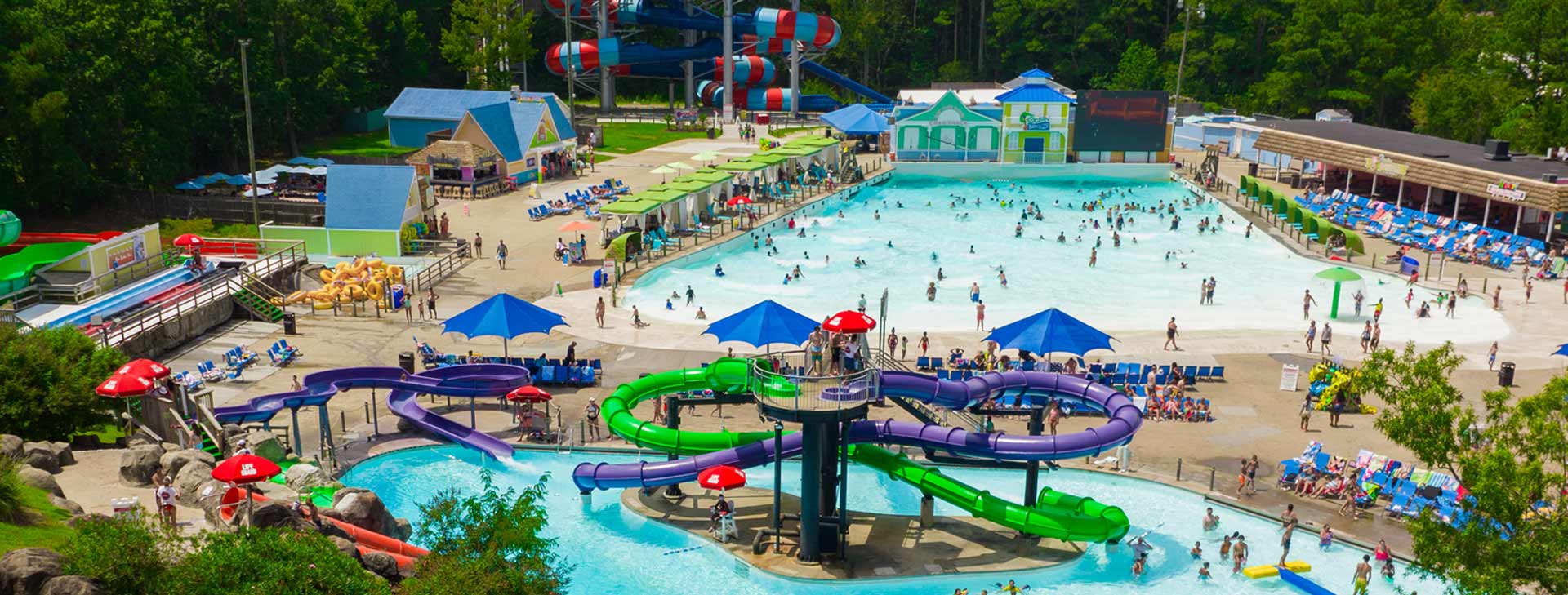 Overview of Ocean Breeze Waterpark's pools