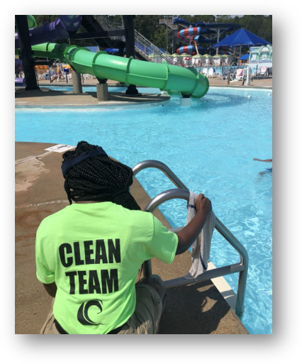 clean team by the pool